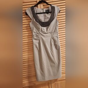 Adrianna Papell Beaded Gray Dress